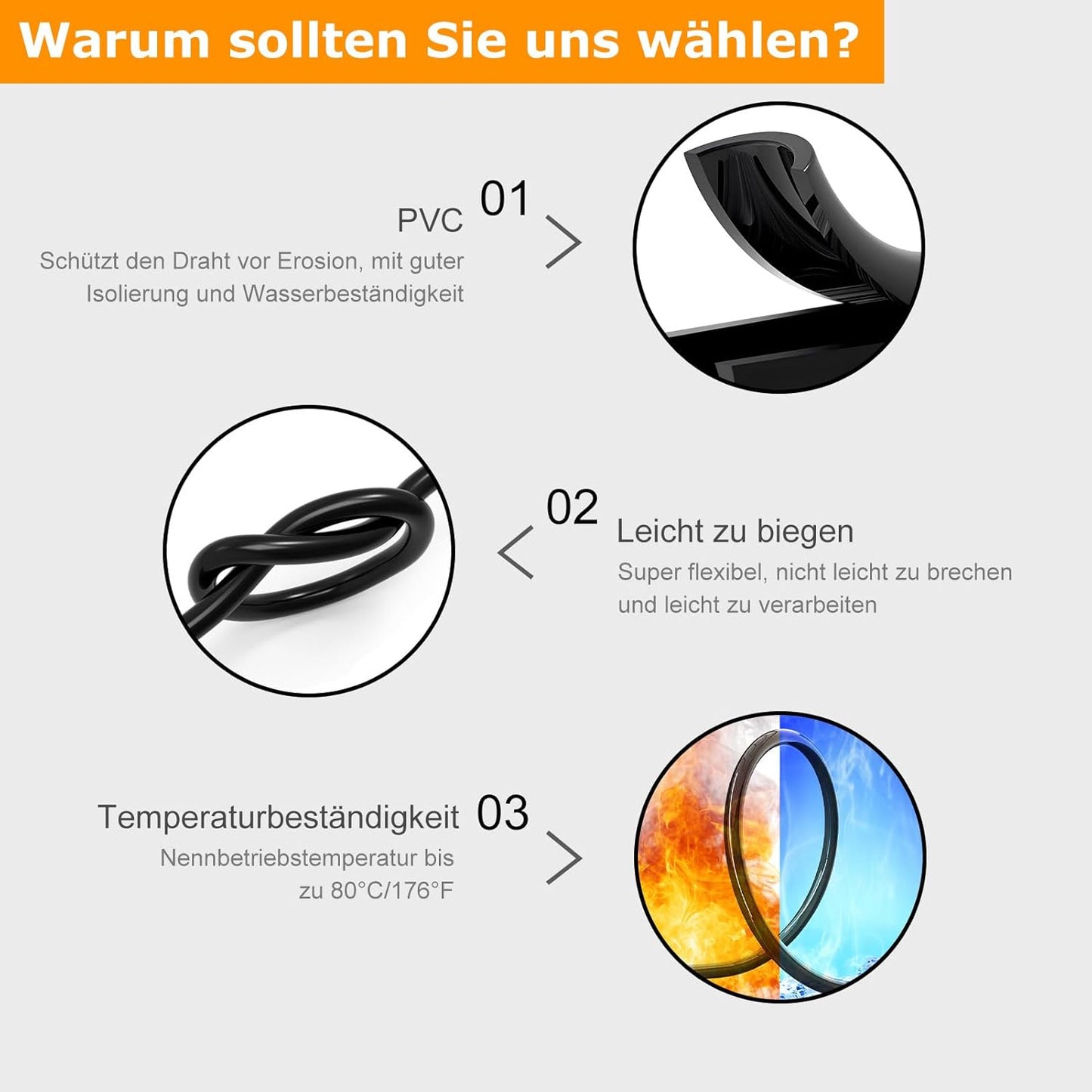inShareplus 22AWG 2 x 0.3 mm² 10 m Electric Cable 2-Core Cable, 5V/12V/24V Underground Cable Tinned Copper Cable, 300V Flexible and Soft Power Cable High Temperature Resistance Extension Cable 10 m