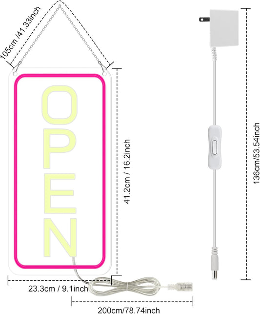 inShareplus 16"x 9" LED Neon Open Sign for Business, with ON/OFF Switch adapter, Ultra Bright Lighted Sign Open, Electric Light up Sign for Stores, Restaurants Offices Retail Shops Window Storefronts