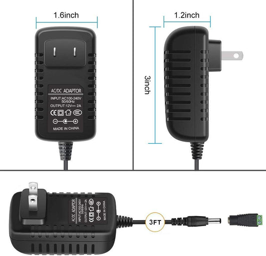 inShareplus 12-V-Netzteil, 12 Spannung, 2 A, 24 W, Schaltnetzteil, Antrieb, Netzadapter, AC 110 V auf 12 Volt, Netzteil für LED-Lichtstreifen mit 5,5/2,1 mm DC-Buchsenstecker 