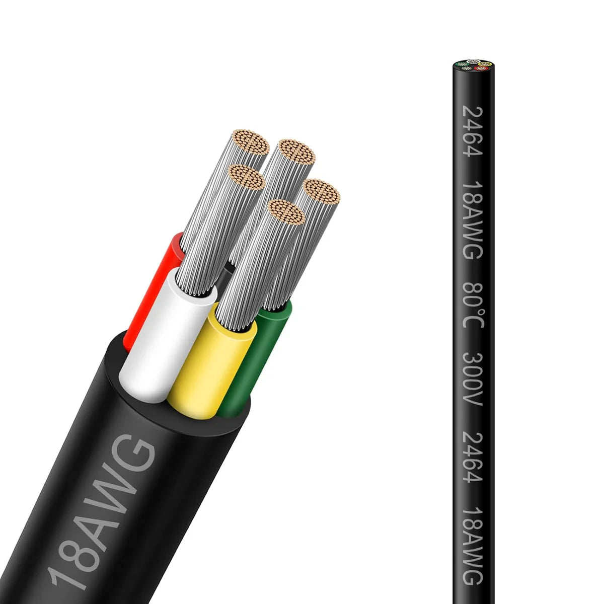 18 AWG PVC Insulated Copper Cable, 2–8 Conductor Stranded Copper Wire – Black Industrial Electrical Control Cable for Signal Transmission, Automation Systems & Bulk Engineering Supply – 5/10/20/50m