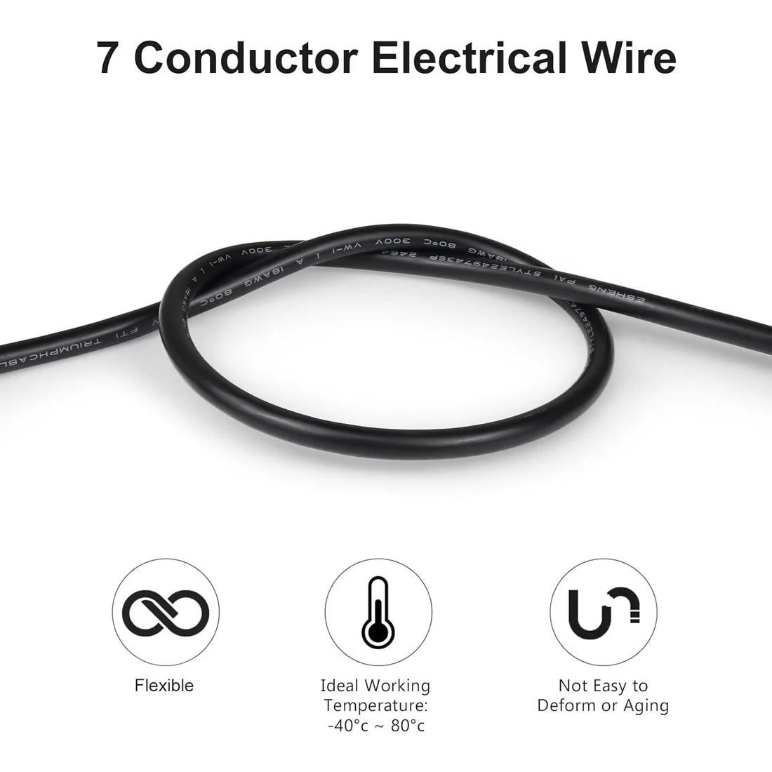 22 AWG PVC Insulated Copper Wire, 2–8 Conductor Industrial Cable – Black Flexible Control Wire for Signal Systems, Electrical Wiring & Industrial Automation Testing – Bulk Roll 5/10/20/50m