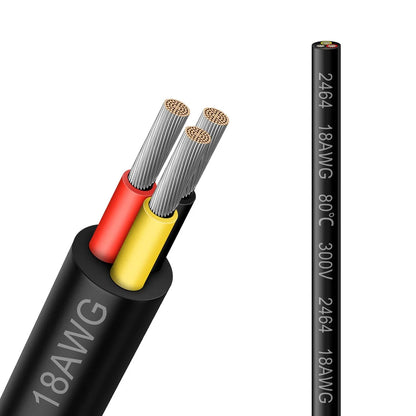 18 AWG PVC Insulated Copper Cable, 2–8 Conductor Stranded Copper Wire – Black Industrial Electrical Control Cable for Signal Transmission, Automation Systems & Bulk Engineering Supply – 5/10/20/50m