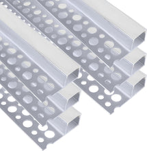 Load image into Gallery viewer, inShareplus Plaster-in LED Profile, 3.3ft/1M 6-Pack LED Aluminium Channel with Milky Diffuser, Trimless Recessed Single-Sided LED Strip Diffuser for Under Cabinet, Wall, Ceiling and Corners of Walls [Energy Class F]