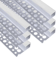 inShareplus Plaster-in LED Profile, 3.3ft/1M 6-Pack LED Aluminium Channel with Milky Diffuser, Trimless Recessed Single-Sided LED Strip Diffuser for Under Cabinet, Wall, Ceiling and Corners of Walls [Energy Class F]