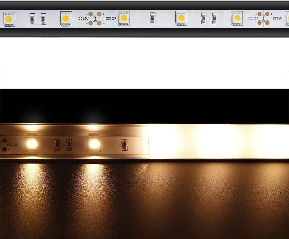 inShareplus LED Aluminum Channel System, 3.3ft/1 Meter, 6 Pack, Black, V Shape with Milk White Cover, End Caps and Mounting Clips, Aluminum Profile for LED Strip Light Installation [Energy Class F]