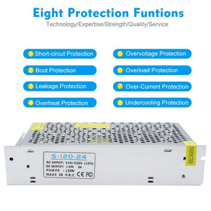 inShareplus 24V 5A 120W, DC Universal Regulated Switching Power Supply, 110/220V AC to DC 24 Volt LED Driver, Converter, Transformer for LED Strip Light, CCTV, Computer Project, 3D Printer