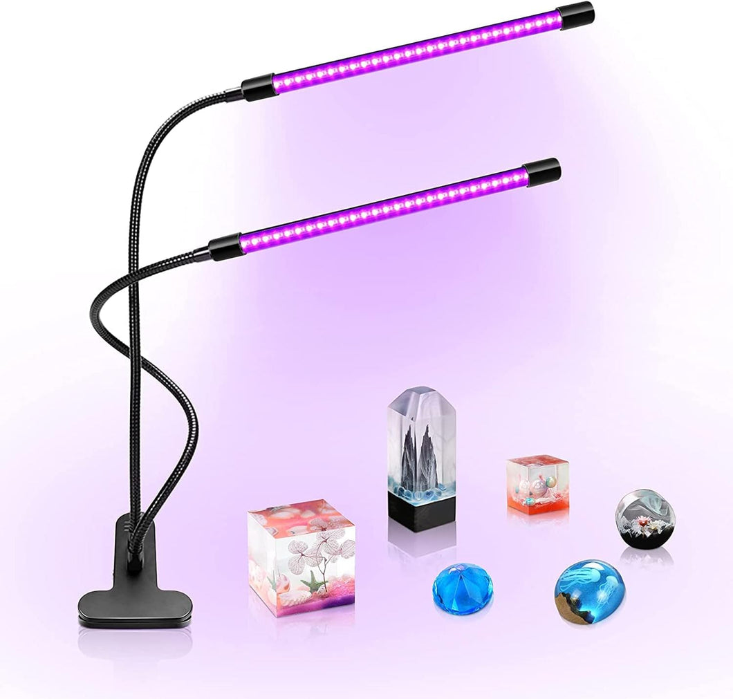 inShareplus LED UV Lamp Dual Head, 20W Light with Clip, Glow in The Dark, 395nm-405nm Black Light for Party, Stage, Paint, Collection, Cure 3D Printer Resin [Energy Class F]