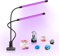 inShareplus LED UV Lamp Dual Head, 20W Light with Clip, Glow in The Dark, 395nm-405nm Black Light for Party, Stage, Paint, Collection, Cure 3D Printer Resin [Energy Class F]