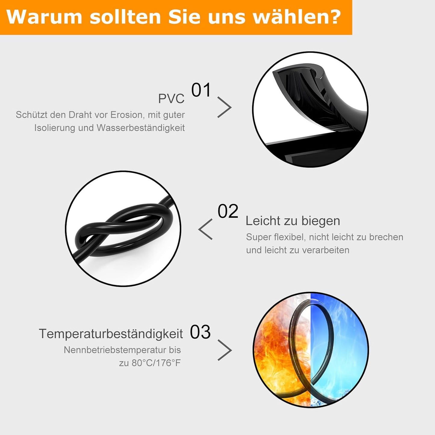 inShareplus 24AWG 3 x 0.2 mm² 10 m Electric Cable 3-Core Cable, 5V/12V/24V Underground Cable Tinned Copper Cable, 300V Flexible and Soft Power Cable High Temperature Resistance Extension Cable 10 m
