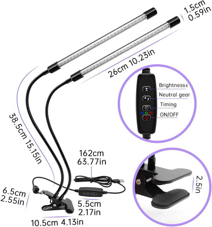 inShareplus LED-UV-Licht mit Doppelkopf und USB, 395 nm – 405 nm dimmbares UV-Licht mit Clip, leuchtet im Dunkeln, 20 W schwarze Lampe für Party, Bühne, UV-Kleber, aushärtende Harzfarbe, Sammlung, Aquarium 
