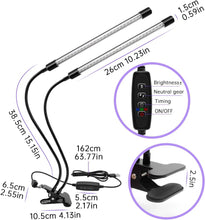 Load image into Gallery viewer, inShareplus LED UV Light Dual Head with USB, 395nm-405nm Dimmable UV Light with Clip, Glow in The Dark, 20W Black Lamp for Party, Stage, UV Glue Curing Resin Paint, Collection, Aquarium