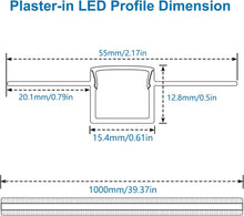 Laden Sie das Bild in den Galerie-Viewer, inShareplus Plaster-in LED Profile, 3.3ft/1m 6-Pack LED Aluminium Channel with Milky Diffuser, Trimless Recessed LED Strip Diffuser for Under Cabinet, Shelf, Wall, Table,Ceiling and Corner [Energy Class E]