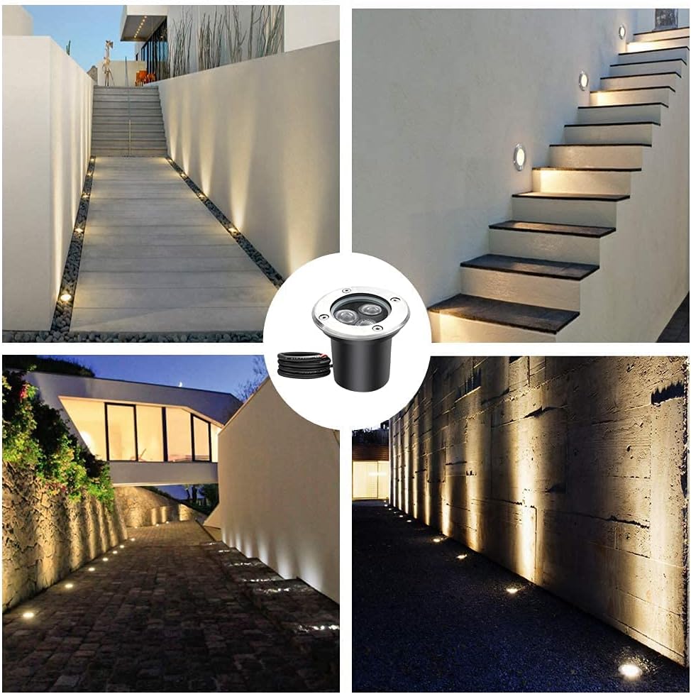 inShareplus 3W LED in Ground Lights, Well Light, Outdoor Landscape Lights, Pathway Lights, Warm White, Waterproof IP67 DC 12V 24V Low Voltage Outdoor Spotlights for Driveway, Deck, Step, Garden Lights (6 Pack) [Energy Class G]