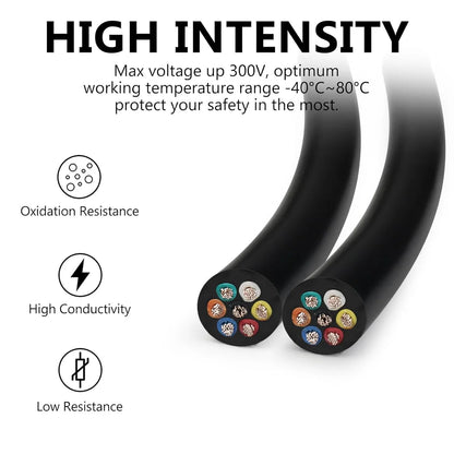 22 AWG PVC Insulated Copper Wire, 2–8 Conductor Industrial Cable – Black Flexible Control Wire for Signal Systems, Electrical Wiring & Industrial Automation Testing – Bulk Roll 5/10/20/50m