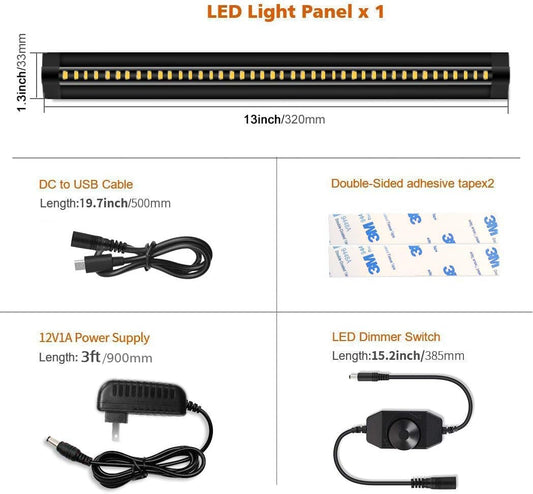 inShareplus Ultradünne dimmbare LED-Unterschrankbeleuchtung, 32 cm/13 Zoll, Naturweiß, 450 lm, CRI90, mit sämtlichem Zubehör, Unterbauleuchten-Set, Schranklichtleiste 