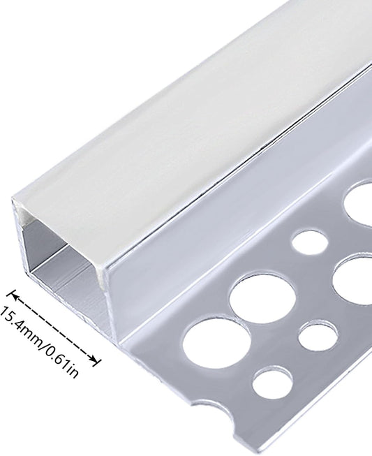 inShareplus Plaster-in LED Profile, 3.3ft/1M 6-Pack LED Aluminium Channel with Milky Diffuser, Trimless Recessed Single-Sided LED Strip Diffuser for Under Cabinet, Wall, Ceiling and Corners of Walls [Energy Class F]