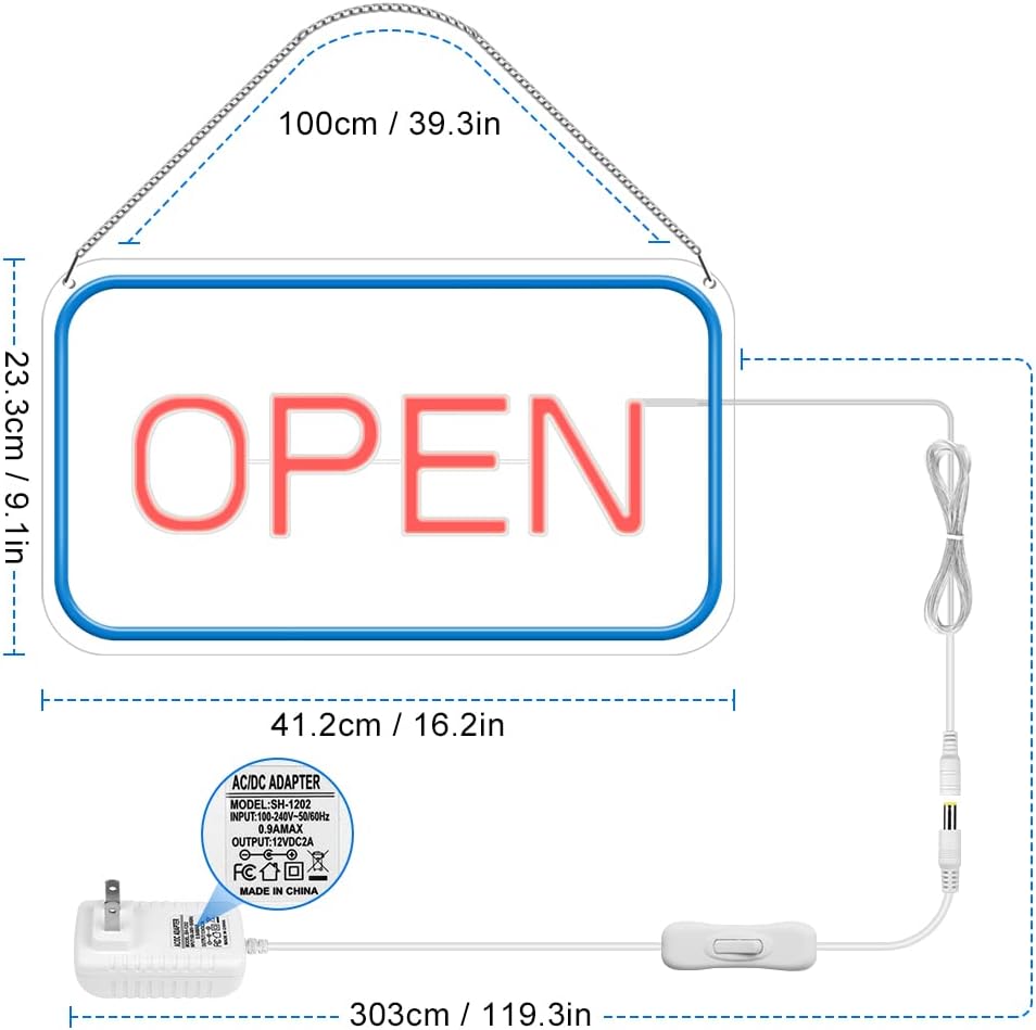 inSharePlus LED Neon Open Sign, 16"x 9" Open Sign for Business, Ultra Bright Lighted Sign Open, Electric Light up Sign for Stores, Restaurants Offices Retail Shops Window Storefronts (Horizontal)…