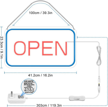inSharePlus LED Neon Open Sign, 16"x 9" Open Sign for Business, Ultra Bright Lighted Sign Open, Electric Light up Sign for Stores, Restaurants Offices Retail Shops Window Storefronts (Horizontal)…