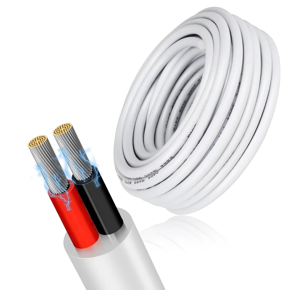 24 AWG PVC Insulated Copper Wire, 2–8 Conductor Stranded Copper Cable – White Low Voltage Industrial Signal Wire for Control Panels, Electrical Systems & Bulk Supply Testing – 5/10/20/50m