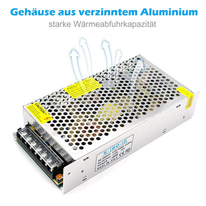 inShareplus 12 V Power Supply 15 A 180 W, DC Universal Regulated Switching Power Supply, Transformer 230 V to 12 V LED Driver, Transformer, Adapter for LED Strip Light, 3D Printer, Radio, Computer