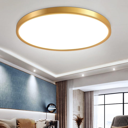 inShareplus 12 Zoll 24W Gold LED-Deckenleuchte, Tageslichtweiß 5000K, 0,94 Zoll ultradünne Deckenbeleuchtung zur Unterputzmontage, 3200LM superhelle goldene Deckenlampe für Schlafzimmer, Büro, Flur, Küche 