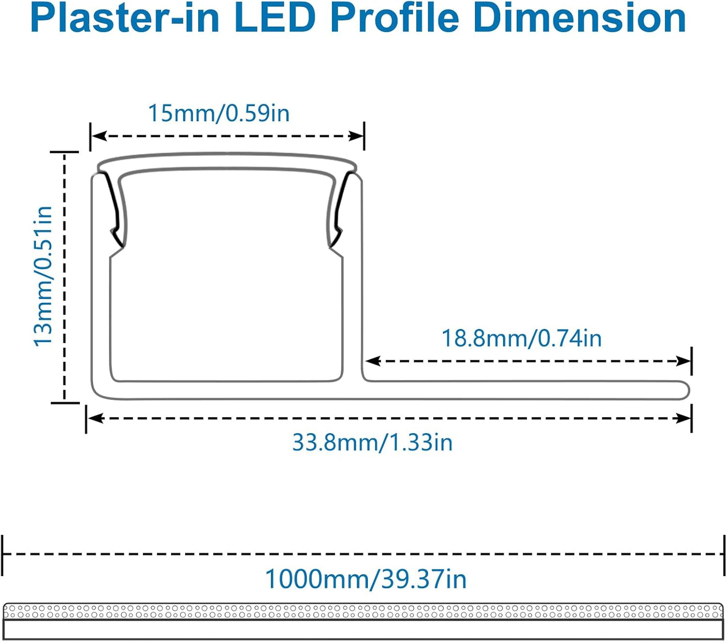 inShareplus Plaster-in LED Profile, 3.3ft/1M 6-Pack LED Aluminium Channel with Milky Diffuser, Trimless Recessed Single-Sided LED Strip Diffuser for Under Cabinet, Wall, Ceiling and Corners of Walls [Energy Class F]