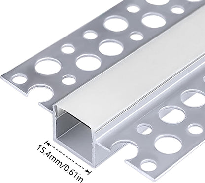 inShareplus Einputz-LED-Kanal, 1 m langes 6er-Pack LED-Aluminiumprofil mit milchigem Diffusor, randloser Einbau-LED-Streifen-Diffusor für unter Schränken, Regalen, Tischen, Wänden und Decken 