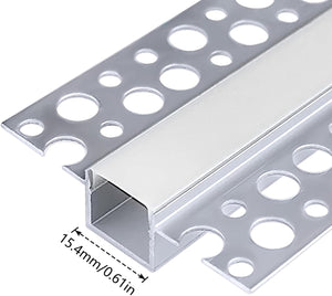 inShareplus Plaster-in LED Profile, 3.3ft/1m 6-Pack LED Aluminium Channel with Milky Diffuser, Trimless Recessed LED Strip Diffuser for Under Cabinet, Shelf, Wall, Table,Ceiling and Corner [Energy Class E]