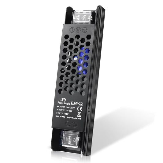 inShareplus LED Driver 12V 60W 5A, Slim LED Power Supply AC 240V to 12V DC Adapter, Constant Voltage LED Transformer for LED Strip Lights, LED Strip Cabinet Lights, LED Bulbs and Indoor Lamps.