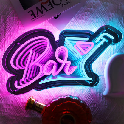 16.5×9 Inch / 15 × 9.3 Inch Neon Wall Decor – USB Powered Hanging Neon Sign | Cold Beer & Bar Design Options with Purple White / Pink Ice Blue Glow | Bar, Pub, Lounge & Hospitality Decor