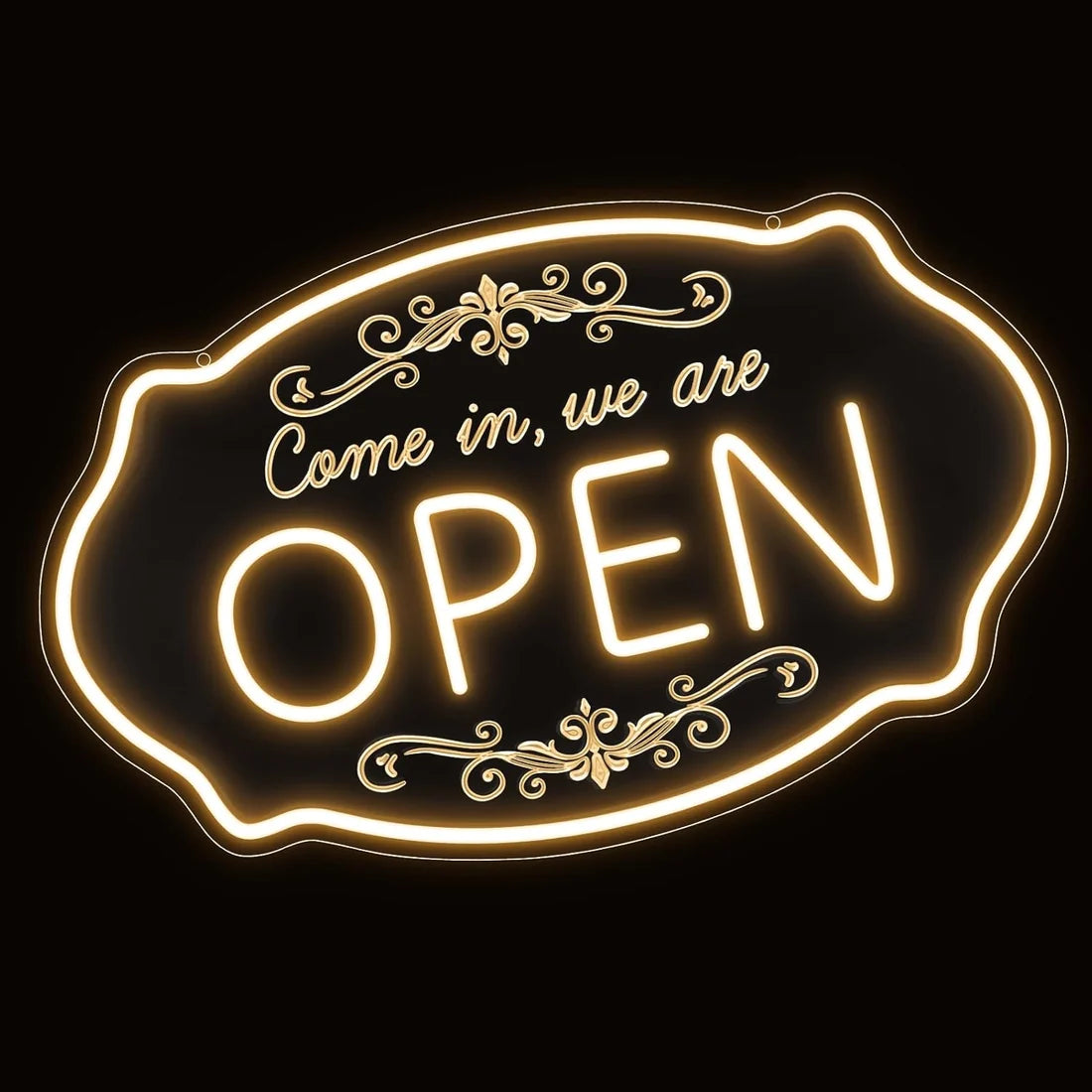 WE ARE OPEN COME IN LED Silicone LED Store Signs – 23.5×14 Inch & 16.5×10 Inch | 5V USB Powered Dimmable Light with Engraved Back Design for  Store Entrances & Business Locations