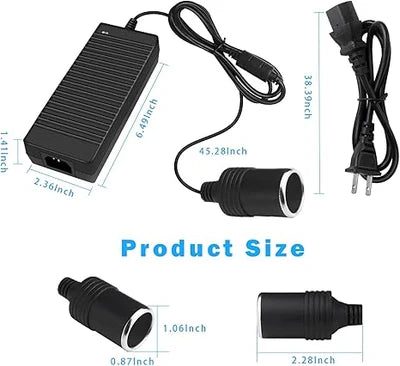 120W Desktop LED Adapter Cigarette Lighter DC 12V, AC 100–240V Input, with US/UK Plug, Converter Transformer — for Car Accessories, Tire Inflators, Portable Coolers, Car Vacuum Cleaners and 12V Automotive Devices