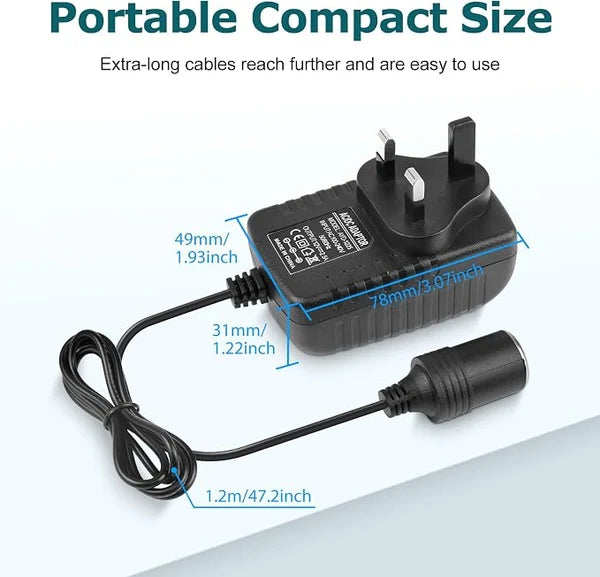 inShareplus 12 V 2,5 A 30 W AC-DC-Konverter, 12-Volt-Zigarettenanzünderadapter, 110 V auf 12 V Autoanzünderadapter auf Wandsteckdosenadapter, 12-V-Stromversorgung für Autogeräte (MP3, Ventilator, Dashcam) 