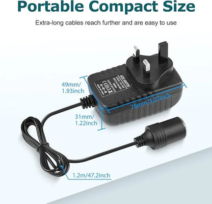 inShareplus 12 V 2,5 A 30 W AC-DC-Konverter, 12-Volt-Zigarettenanzünderadapter, 110 V auf 12 V Autoanzünderadapter auf Wandsteckdosenadapter, 12-V-Stromversorgung für Autogeräte (MP3, Ventilator, Dashcam) 