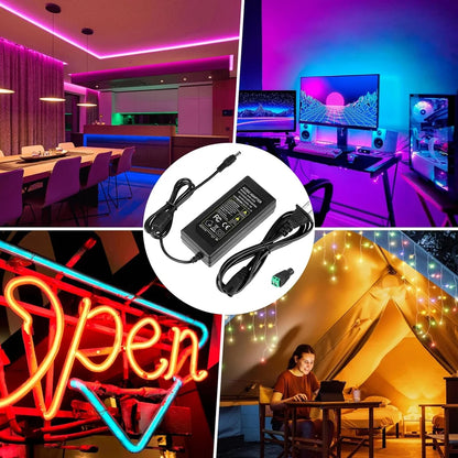 60W Desktop LED Adapter Switching Transformer DC 24V, AC 100–240V Input, US Plug for LED Strip Lights, 3D Printers, CCTV Systems, Industrial Equipment and Electronic Devices