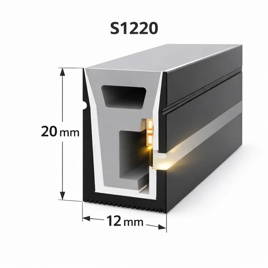 I-SE Series 12×20mm Side Emitting LED Neon Tube Housing | S1220 Black Flexible Neon Tube Housing | IP67 Waterproof | 10mm PCB Width | 16.4FT/5M | Dark Wall Accent Lighting