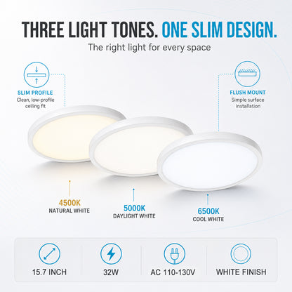 inSharepuls LED-Deckenleuchte, 5000 K Tageslichtweiß, 24 W (entspricht 240 W), 12 Zoll flache, moderne Deckenbeleuchtung, 3200 lm, Deckenlampe für Badezimmer, Veranda, Küche, Schlafzimmer, Wohnzimmer, Flur 