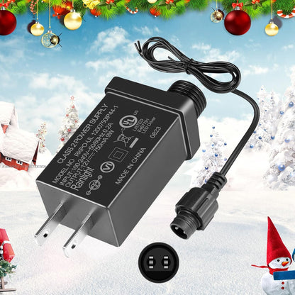 2.7W IP44 Class 2 Plug-in Power Adapter, AC 100–240V to DC 4.5V Adapter Transformer - Waterproof Power Supply for Outdoor String Lights, Holiday Decorations and Decorative Lighting