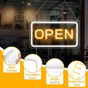 inShareplus 16 x 9 inch Adjustable Brightness Open Sign for Shops, Ultra Bright LED Sign Open USB Powered with On/Off, Electric Neon Sign for Shops, Restaurants, Retail Shops Horizontal