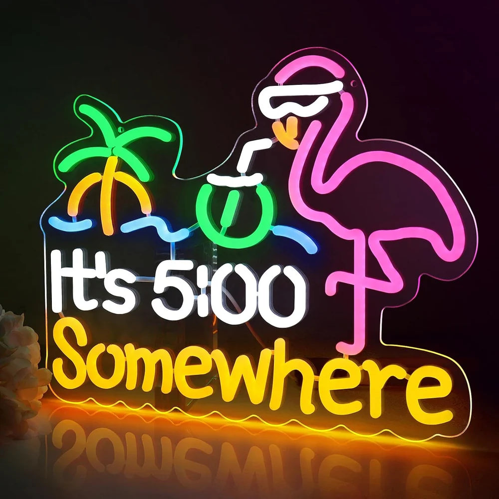 16.2×12.6 Inch Neon Wall Decor – Flamingo Silicone Neon Sign – USB Neon Light for Wall Decor | Pink Glow Neon Lamp with Accessories Included | Hanging Decor for Bedroom, Bar, Party & Home Spaces