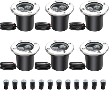 inShareplus 3W LED in Ground Lights, Well Light, Outdoor Landscape Lights, Pathway Lights, Warm White, Waterproof IP67 DC 12V 24V Low Voltage Outdoor Spotlights for Driveway, Deck, Step, Garden Lights (6 Pack) [Energy Class G]