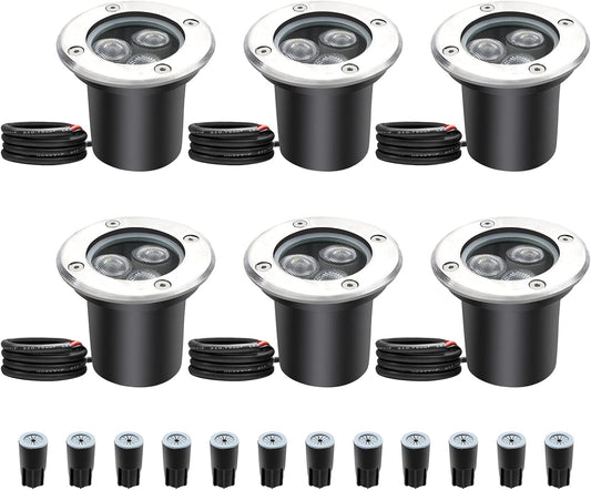 inShareplus 3W LED in Ground Lights, Well Light, Outdoor Landscape Lights, Pathway Lights, Warm White, Waterproof IP67 DC 12V 24V Low Voltage Outdoor Spotlights for Driveway, Deck, Step, Garden Lights (6 Pack) [Energy Class G]