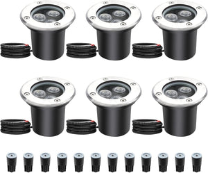 inShareplus 3W LED in Ground Lights, Well Light, Outdoor Landscape Lights, Pathway Lights, Warm White, Waterproof IP67 DC 12V 24V Low Voltage Outdoor Spotlights for Driveway, Deck, Step, Garden Lights (6 Pack) [Energy Class G]
