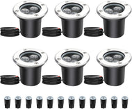 inShareplus 3W LED in Ground Lights, Well Light, Outdoor Landscape Lights, Pathway Lights, Warm White, Waterproof IP67 DC 12V 24V Low Voltage Outdoor Spotlights for Driveway, Deck, Step, Garden Lights (6 Pack) [Energy Class G]