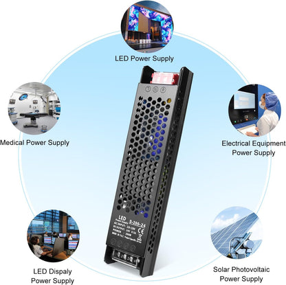 inShareplus DC 24 V 8,5 A 200 W Schaltnetzteil, AC 110 ~ 250 V auf 24 Volt Universal-DC-Transformatortreiber, LED-Netzteil, Konverteradapter für LED-Lichtstreifen, Kamera 