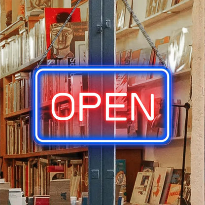 OPEN LED Store Signs – Rectangular | 5 Glow Color Options | 16×9 / 23×12 Inch | Window Hanging | 12V Adapter with US Plug | Plug & Play for  Store Entrances & Business Locations