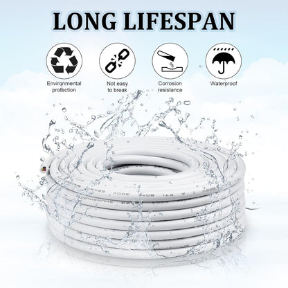 inShareplus 22AWG 2x0.3mm² 5 Meter Electrical Wire 2 Core Cable, 5V/12V/24V White Tinned Copper Wires, 22 Gauge 300V Flexible and Soft Outdoor Cable High Temperature Resistant Extension Cable