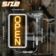 Laden Sie das Bild in den Galerie-Viewer, inShareplus 16 x 9 inch Adjustable Brightness Open Sign for Shops, Ultra Bright LED Sign Open USB Powered with On/Off, Electric Neon Sign for Shops, Restaurants, Retail Stores (Vertical)