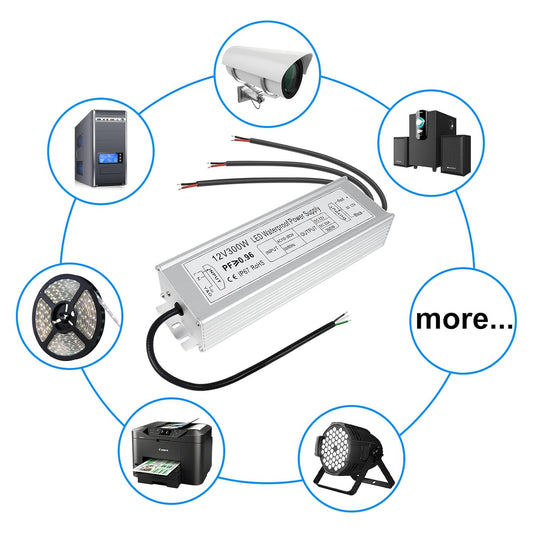 inShareplus 12 V 300 W Netzteil, AC 110–260 V auf DC 12 Volt 25 A Konverter, IP67 wasserdichter Niederspannungstransformator, LED-Treiber für LED-Licht, Außenbereich und alle 12 V-Produkte 