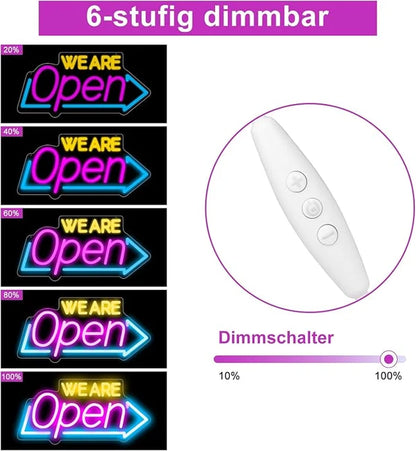 WE ARE OPEN Silicone LED Store Signs – USB Powered | 16.1×7.8 inch | Arrow Shape LED Window Sign |  2 Color Options for  Store Entrances & Business Locations